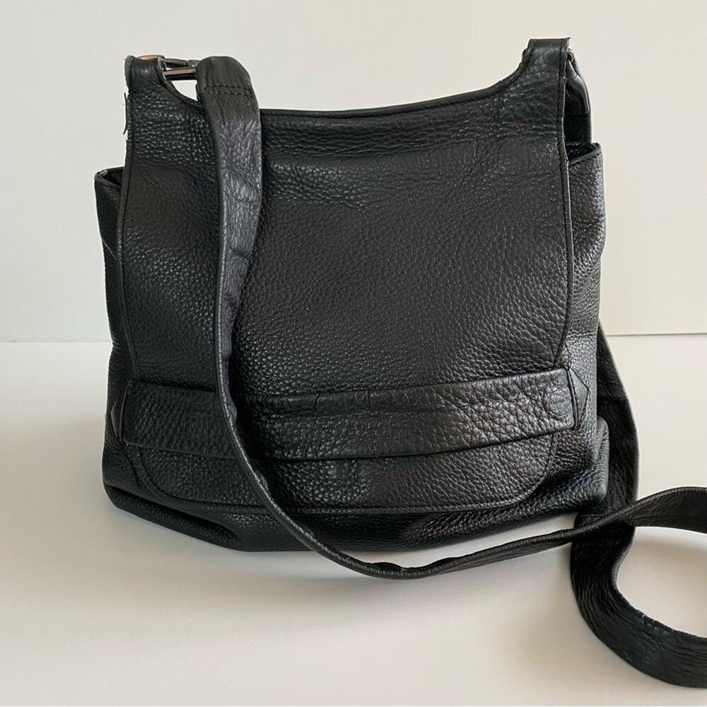 Halston Heritage Black Pebbled Genuine Leather Crossbody Bag Minimalist Luxury